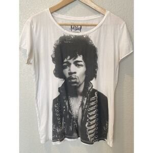 Vintage 1985 Jimi Hendrix T-shirt Size L White Women Hollywood Legends